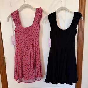 SET! Wild Fable XXS NWT Vacation Dresses? Hot Pink Floral + Black ($50 Retail)